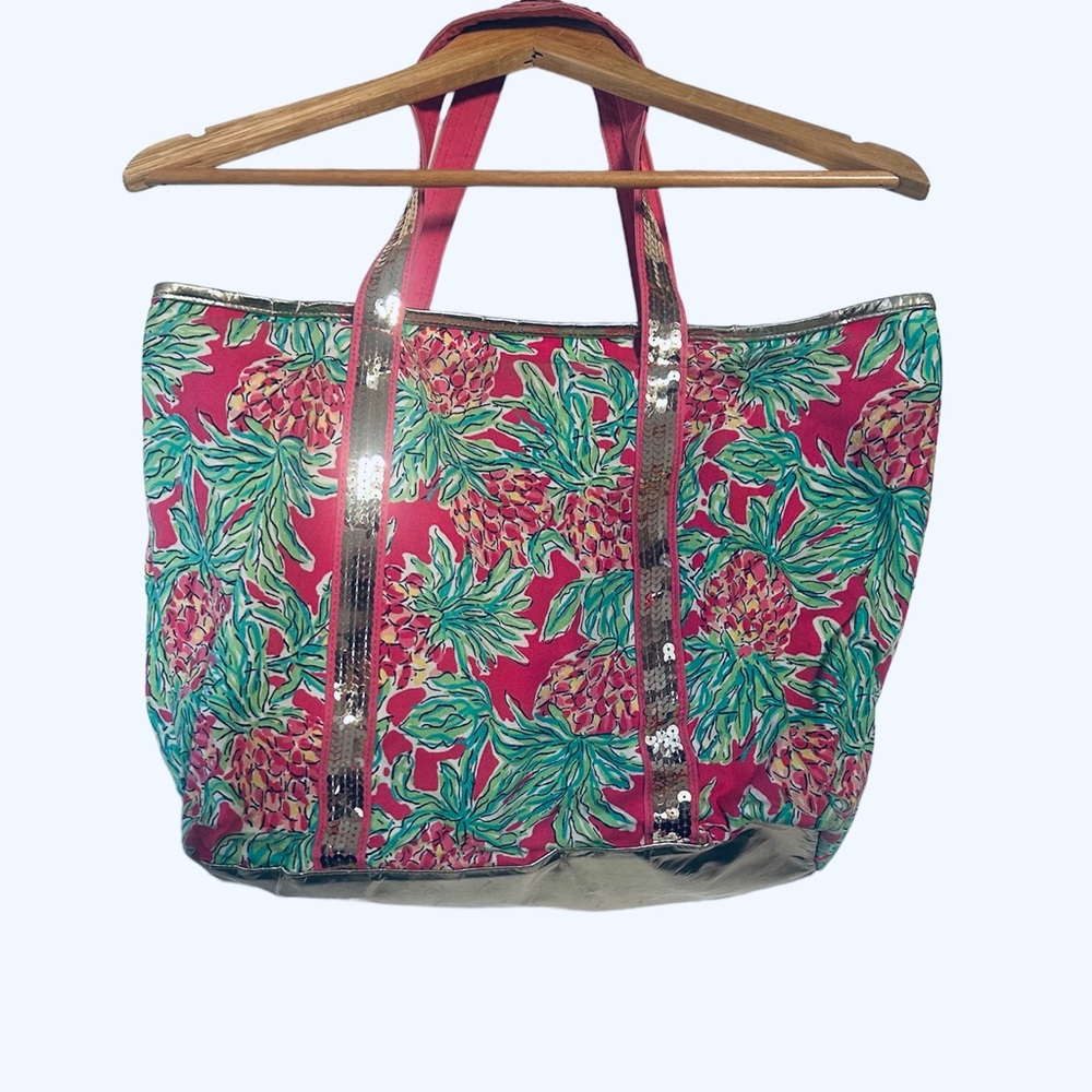 Lilly Pulitzer Spike the Punch Orchard Pink Sequins Tote Bag - Picture 4 of 10